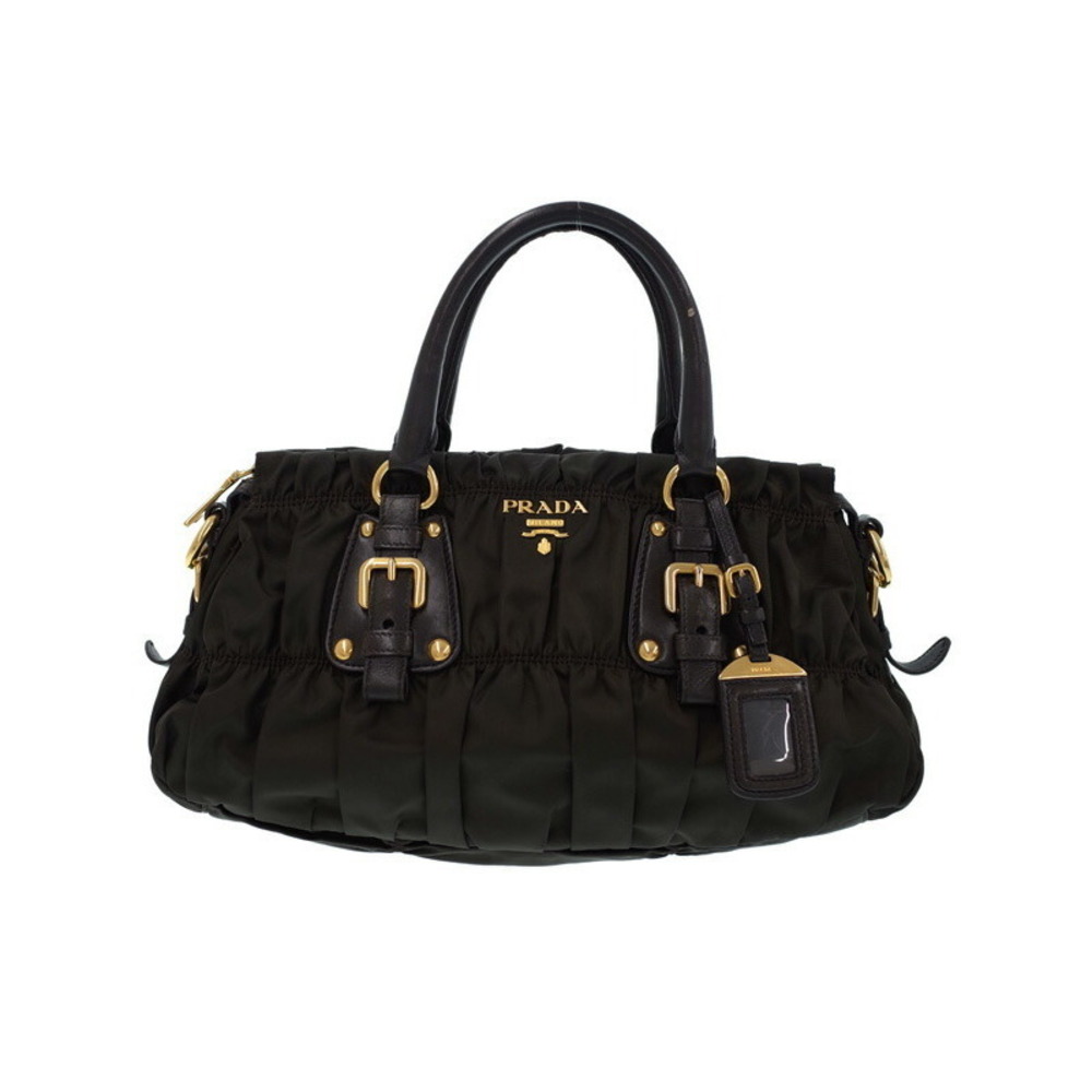 Prada Tessuto Gaufre Satchel ruched leather Black - Picture 1 of 9